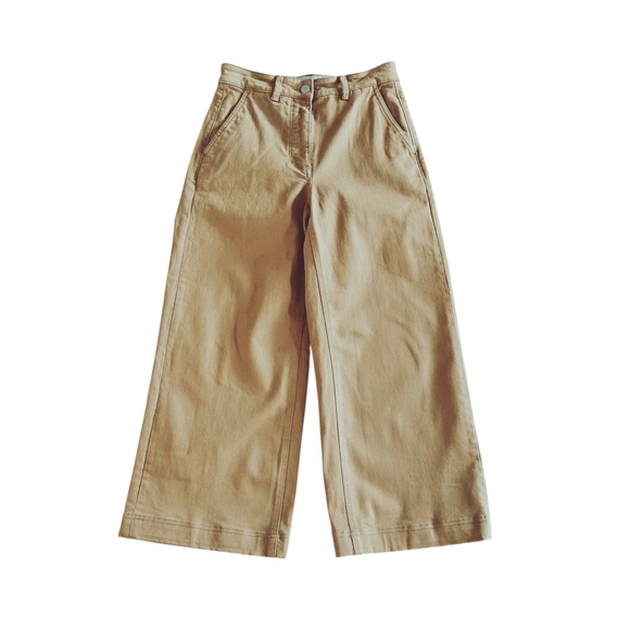 Everlane Wide Leg Crop Pant High Rise Stretch Cotton Women's Ochre Brown Size 2 - Picture 2 of 8